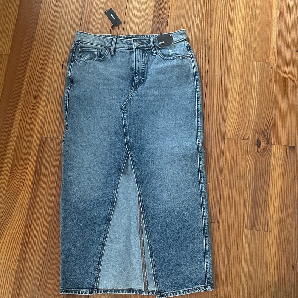 Express Blue Denim Midi Skirt